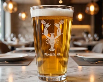 Lobster Beach House Pint Mixing Glass, 16oz Engraved