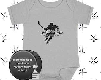 The Champ Has Arrived Hockey Infant Bodysuit | Future Hockey Player | Hockey Onesie