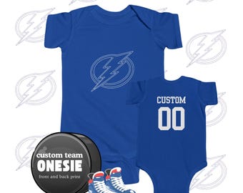 Custom Logo Name & Number Baby Onesie | Back and Front Design Infant Bodysuit | Personalized Sports Design