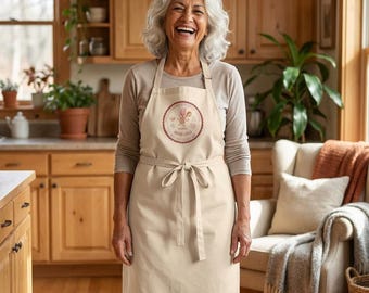 Customizable Grandmother Baking Crew Apron | Customizable Mother's Day Apron, 3-Color Straps
