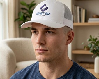 Hockey Dad  Embroidered Snapback Trucker Cap | Customizable Year