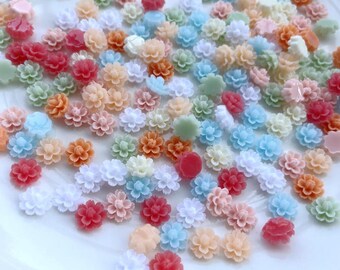 50pcs Resin Flower Cabochon Flatback for DIY Crafts, Jewelry Making & Decoration