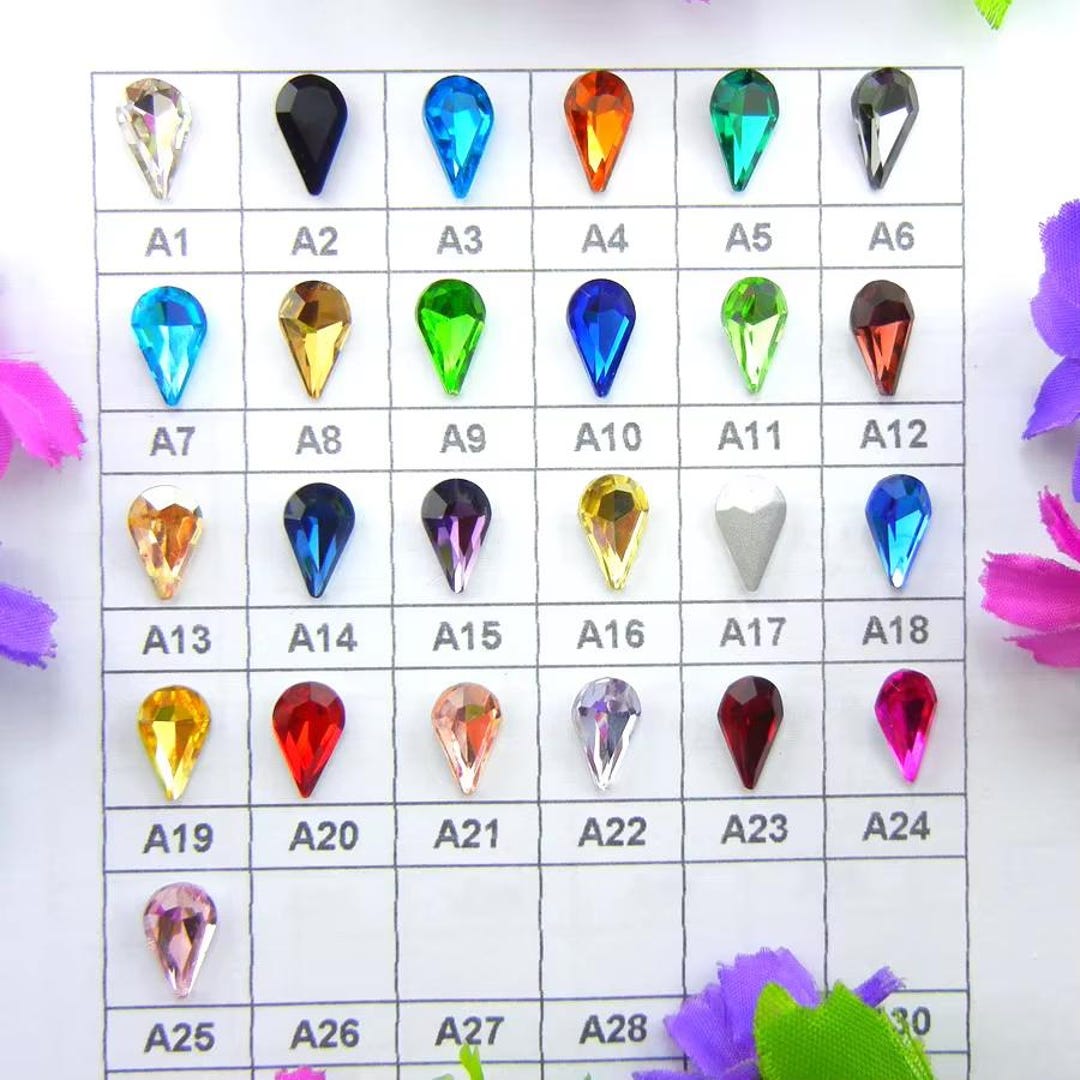 Teardrop Shape Crystal Rhinestones for DIY Crafts, Jewelry Making, Nail ...