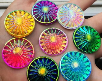 8pcs 28mm AB Round Flatback Resin Rhinestones for DIY Crafts & Applique