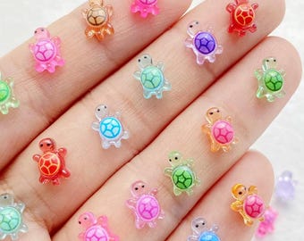 100pcs Mixed Mini Turtle Resin Cabochon Flatback Charms for DIY Crafts, Nail Art & Accessories