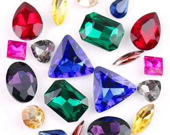 20pcs Mixed Shape Glass Crystal Rhinestones Glue On for DIY Crafts, Jewelry Making