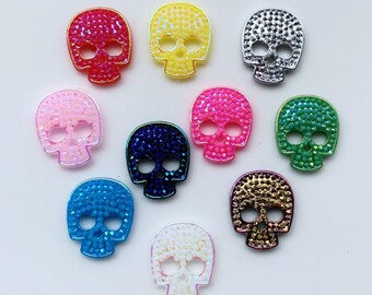120pcs Resin Skull Head Shape Flatback for DIY Crafts, Jewelry Making