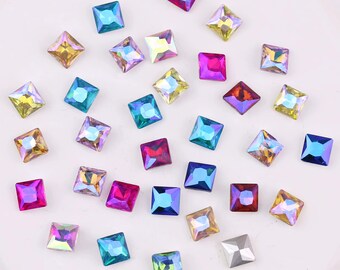 AB Color Square Crystal Rhinestones for DIY Crafts, Jewelry Making, Nail Art Decorations