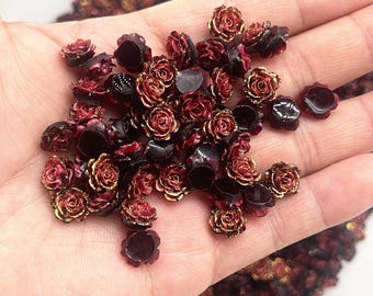 30pcs Glitter Resin Rose Flower Cabochon Flatback for DIY Crafts, Jewelry Making & Decoration