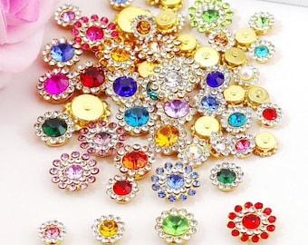 50pcs Flower Glass Crystal Sew-On Rhinestones for DIY Crafts, Clothing Decoration