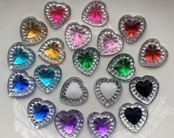80pcs AB Color Resin Heart Flatback Rhinestone for Jewelry Making & Craft Decoration