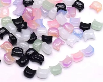 30 cuentas espaciadoras de cristal de Murano con forma de cabeza de gato para manualidades y fabricación de joyas.