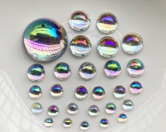 Iridescent Round Cabochon Flatback Dome Gems for Jewelry Making