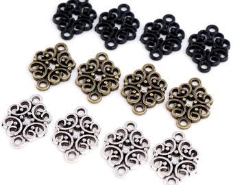 20pcs Filigree Connector Charm, Floral Scroll Link Pendant for Earrings Necklace