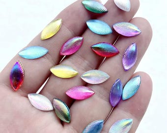 100pcs Resin Navette Flatback Rhinestones for Jewelry Making & DIY Crafts