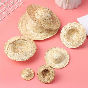 Sombrero de paja para muñecas (accesorios para muñecas)