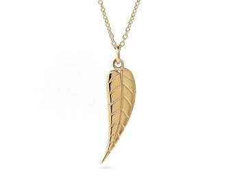 Yellow Gold Small Heart Leaf Pendant, 9ct solid Yellow gold  with optional 9ct yellow gold cable chain