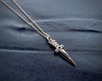 Sterling Silver Black Diamond  dagger charm Necklace, Bracelet or Anklet