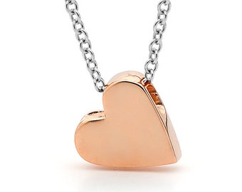 Rose gold heart pendant Heart Necklace Rose Gold Heart | Etsy