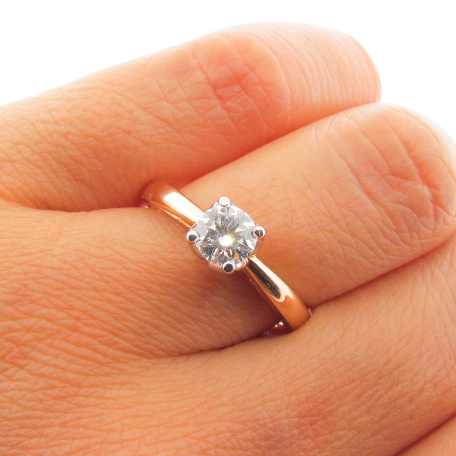 18ct Rose Gold and White Gold 0.54ct White Diamond 'tulip Petal