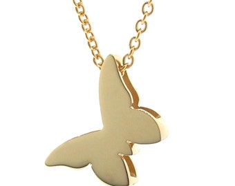 Yellow Gold Butterfly Necklace, butterfly pendant, 9ct solid gold, not plated