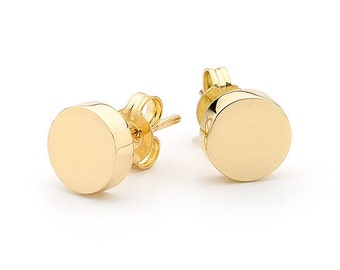 Small yellow gold disc earrings
