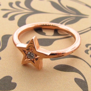 Diamond Star Ring, Rose Gold Baby Star diamond Ring image 2