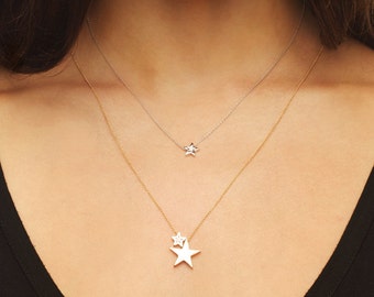 Gold diamond star necklace deals