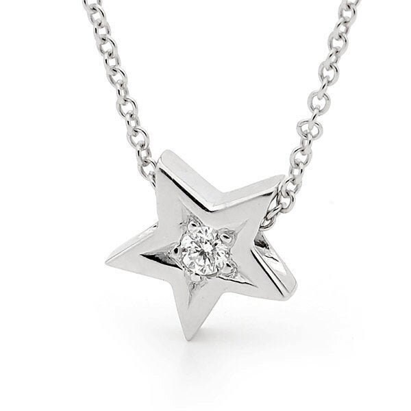 Diamond Star Necklace Small White Gold 