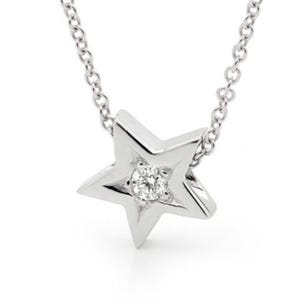 Diamond Star Necklace, Small White Gold natural Diamond Star Pendant on its own&#39;s or on a 9ct White Gold cable chain