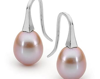Sterling Silver Pink Freshwater Pearl Drop Earrings