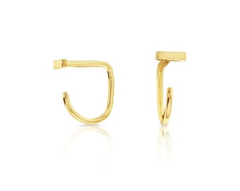 Solid Gold Bar Wrap Around Earrings, solid 9ct Rose or Yellow Gold