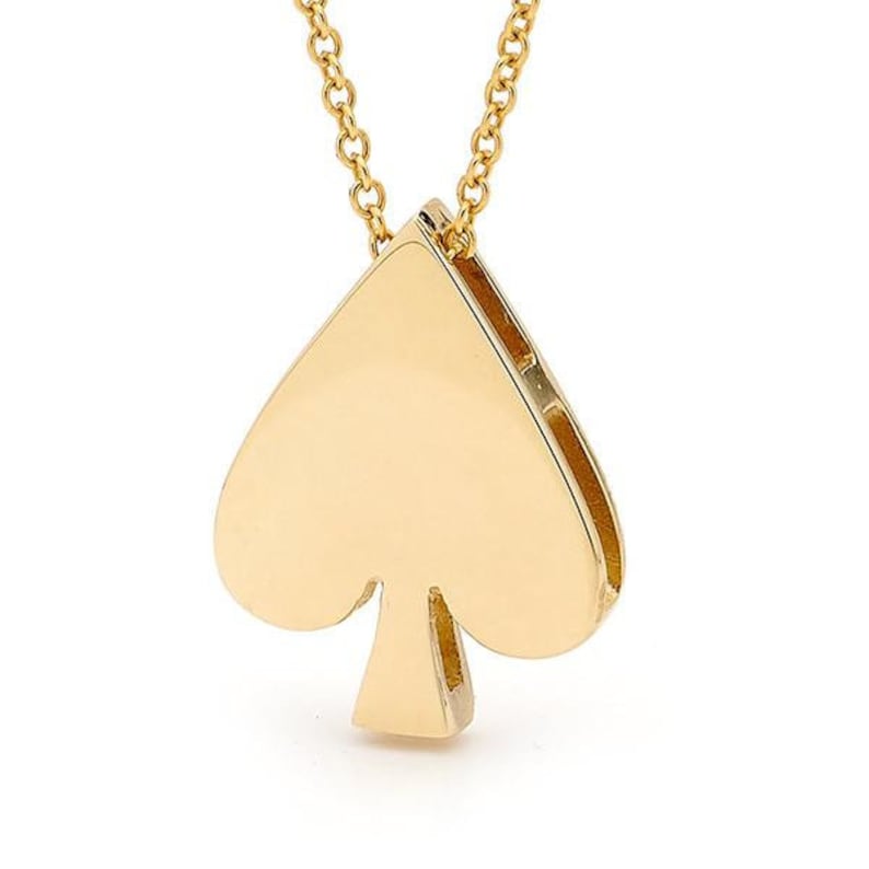 Solid 9ct Yellow Gold Ace of Spades Charm Necklace Etsy