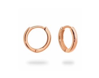 Solid 9ct Rose Gold small huggie hoops