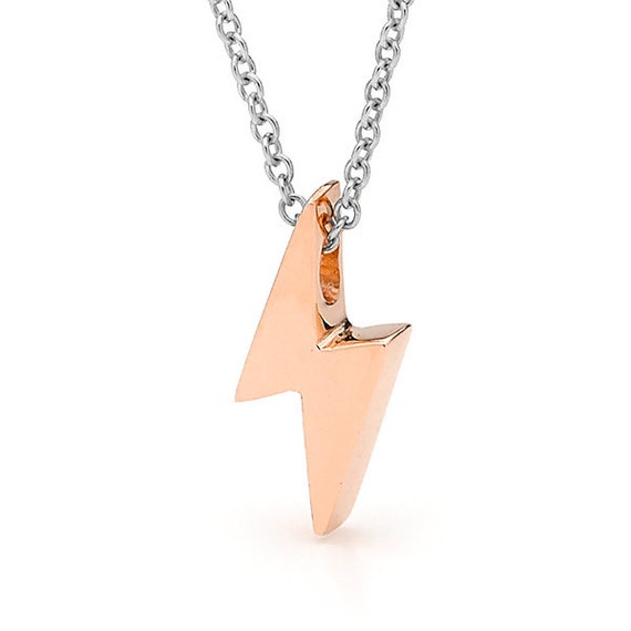 Lightning Bolt Necklace Small Baby Rose Gold Image 0