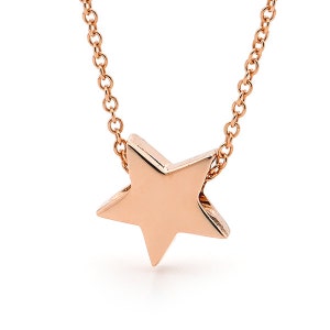 Solid Rose gold small Star Necklace, Small solid 9k Rose Gold small Star Pendant on a Rose Gold cable chain