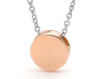 Solid 9ct Rose Gold and sterling silver disc necklace or Anklet