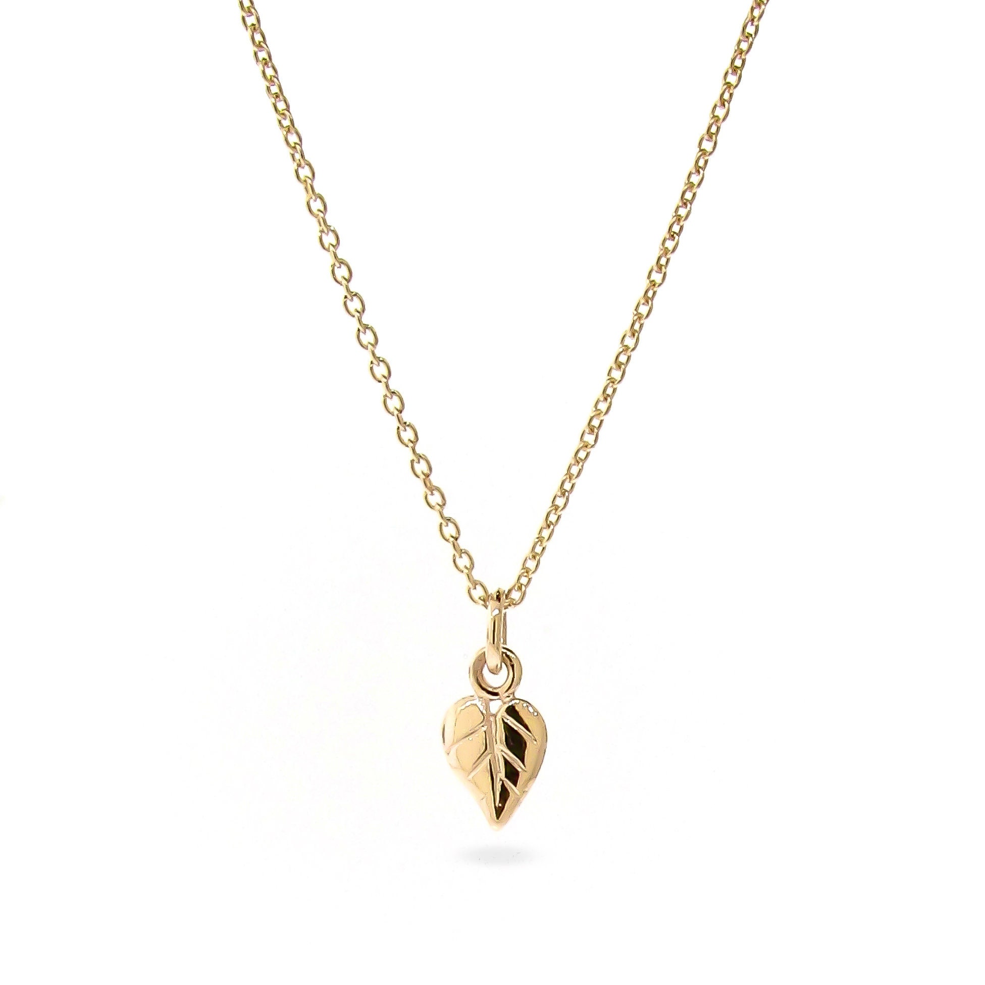 Yellow Gold Small Heart Leaf Pendant 