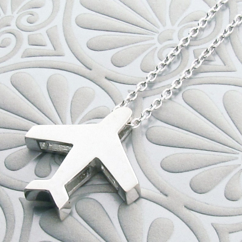 Sterling Silver Airplane Necklace silver plane pendant jet Etsy