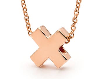 Rose Gold Kiss Pendant Necklace, Delicate Love Symbol
