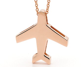 Rose Gold Airplane Necklace, Rose Gold Airplane pendant, Rose Gold Aeroplane Necklace,