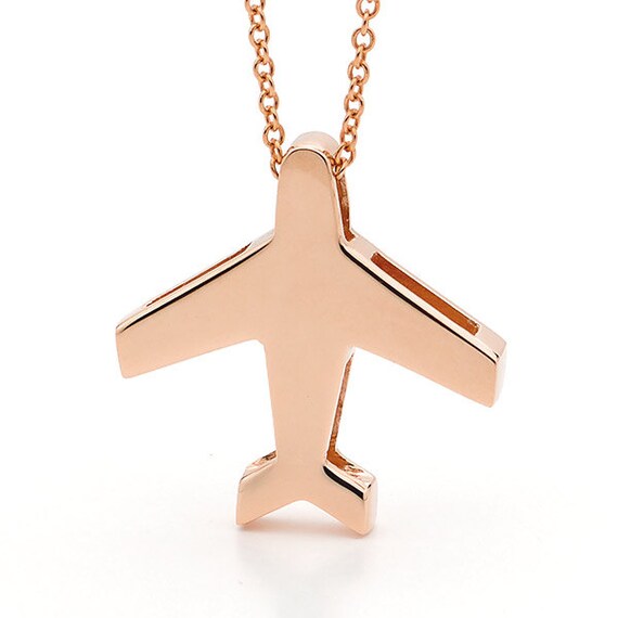Rose Gold Airplane Necklace Rose Gold Airplane Pendant Rose Gold