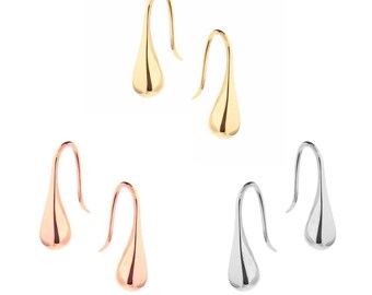 Solid 9ct Yellow, White or Rose Gold Droplet earrings