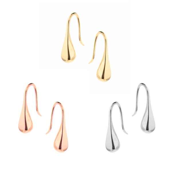 Solid 9ct Yellow, White or Rose Gold Droplet earrings