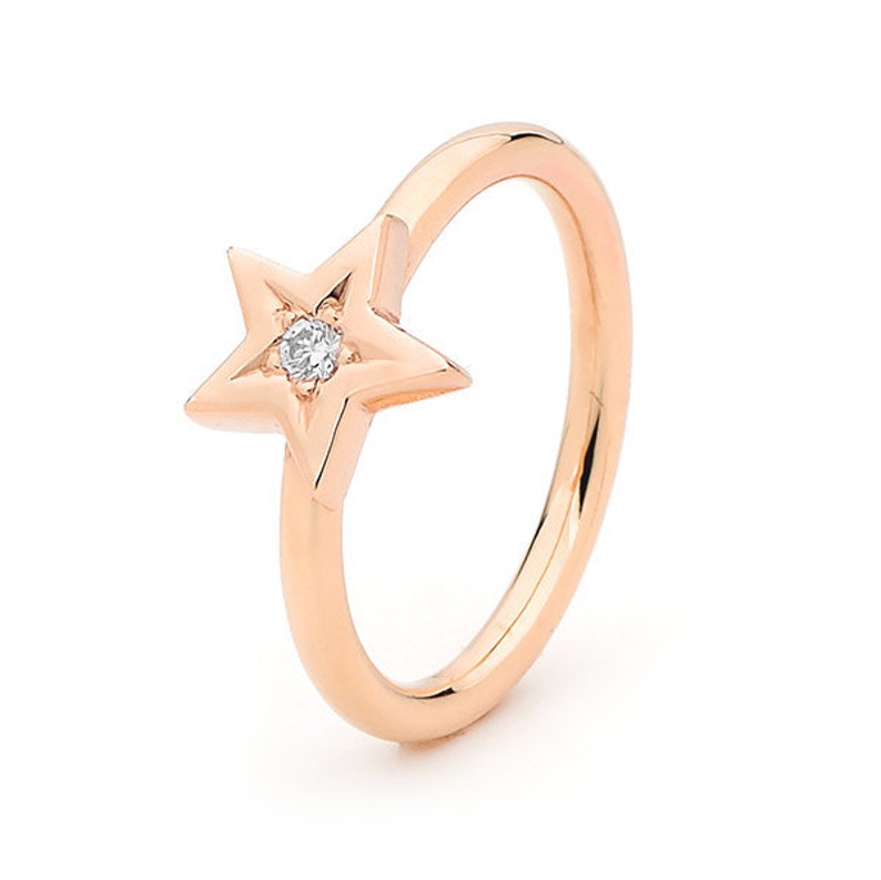 Diamond Star Ring, Rose Gold Baby Star diamond Ring image 1