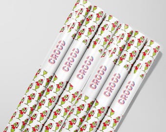 6 Pack Naughty Grinch-Style Christmas Wrapping Paper • 6 Glossy 30"x120" Rolls • Free Shipping