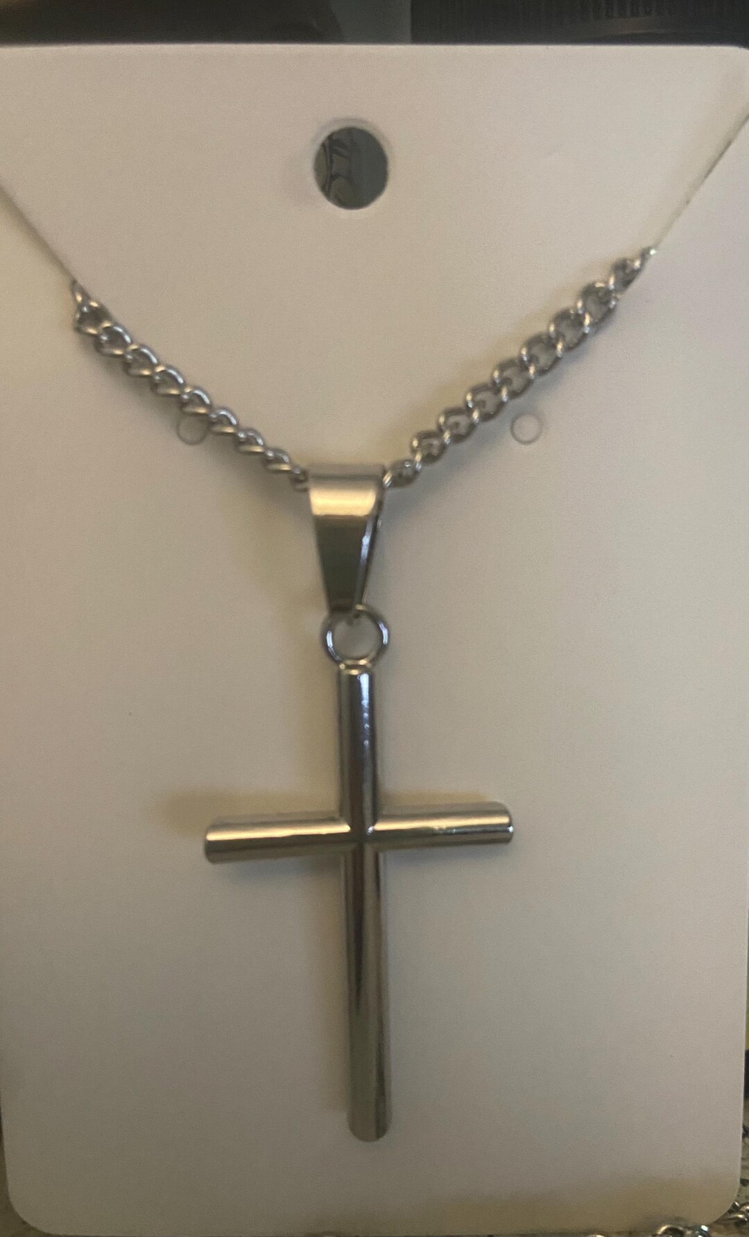 Silver Inverted Delta Silver Inverted Cross Necklace – Stainless Steel Petrine Pendant ...