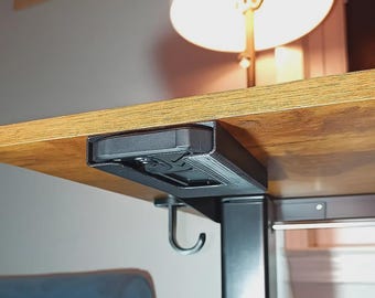 Under Desk Phone Holder – Hidden Cell Phone Mount, Under Table Phone Storage, Desk Organizer, Space Saver Accessory