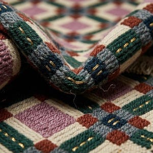 Modern Geometric Plaid Area Rug – Handcrafted Multi-Color Grid Pattern Accent Carpet