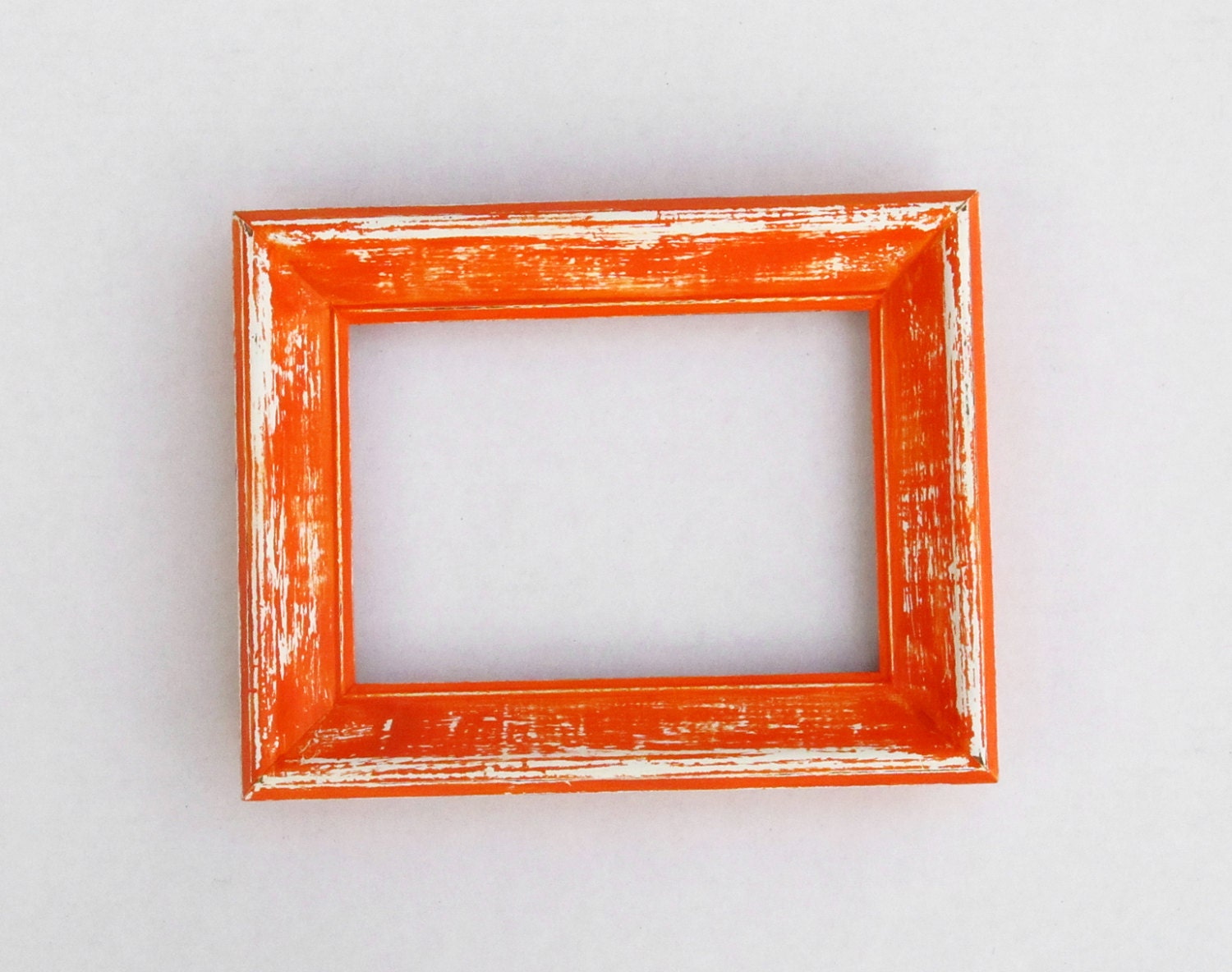 Distressed orange frame 5x7 tangerine orange and white Etsy